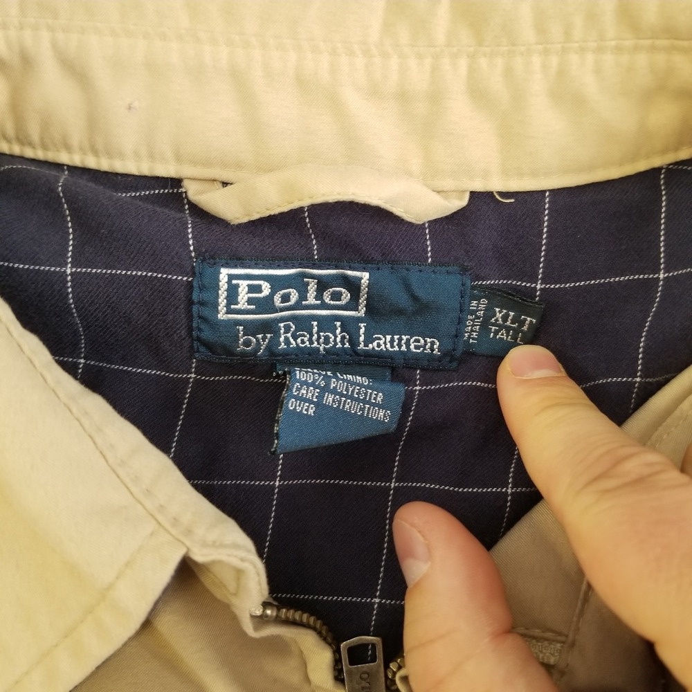Polo Ralph Lauren Harrington Jacket Mens XLT Tall Beige Plaid Lined - Picture 2 of 10